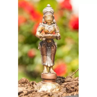 Lakshmi 14cm Messing Kupfer-Silber Finsh