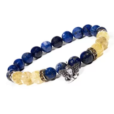 Armband Lapislazuli/Rutilquarz mit Ganesha