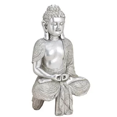 Buddha schwebend silber 39 cm Polyresin