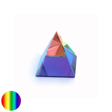 Kristallglas Pyramide 50mm grün-violett irisierend